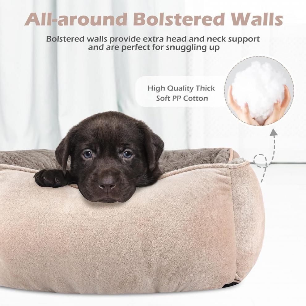 Camel Small & Medium Pet Bed - Washable Rectangle Dog Bed with Bolstered Walls and Anti-Slip Bottom, S (60×45×14cm) - Image 6