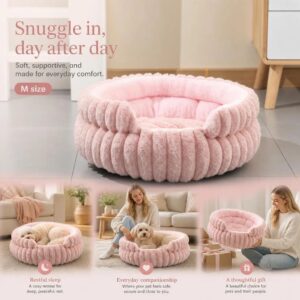 Cute Notch Entry Pet Nest, Pink S Size, Warm Fluff For Kittens & Small Dogs